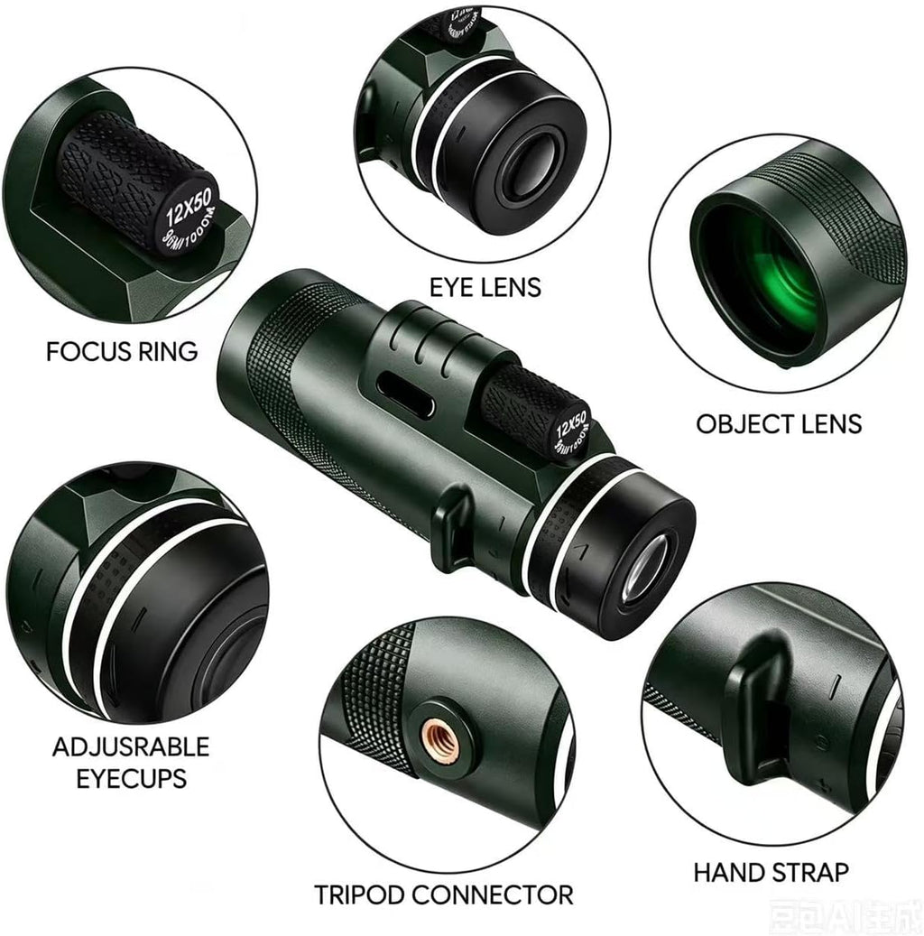 High Power HD Monocular Telescope - Green