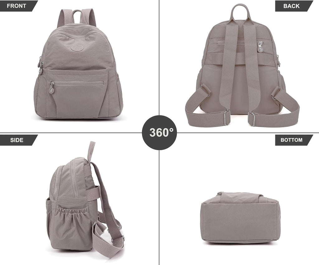 Pealwel Mini Backpack Purse for Women,Small Nylon backpacks for Ladies Backpacks Women Anti Theft Travel Bag (A-Khaki)