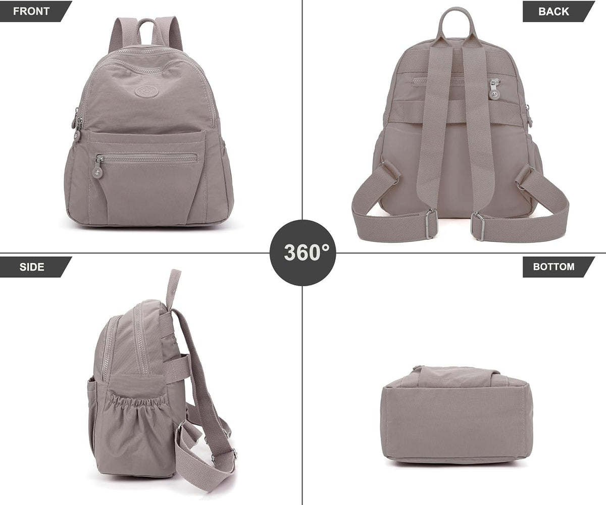 Pealwel Mini Backpack Purse for Women,Small Nylon backpacks for Ladies Backpacks Women Anti Theft Travel Bag (A-Khaki)