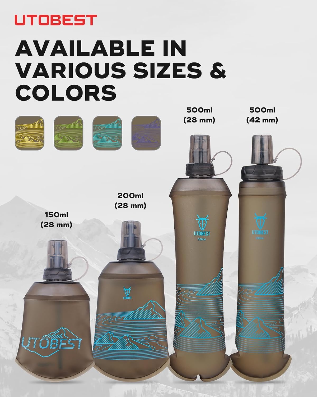 UTOBEST Soft Flask 200ml Collapsible Running Water Bottles
