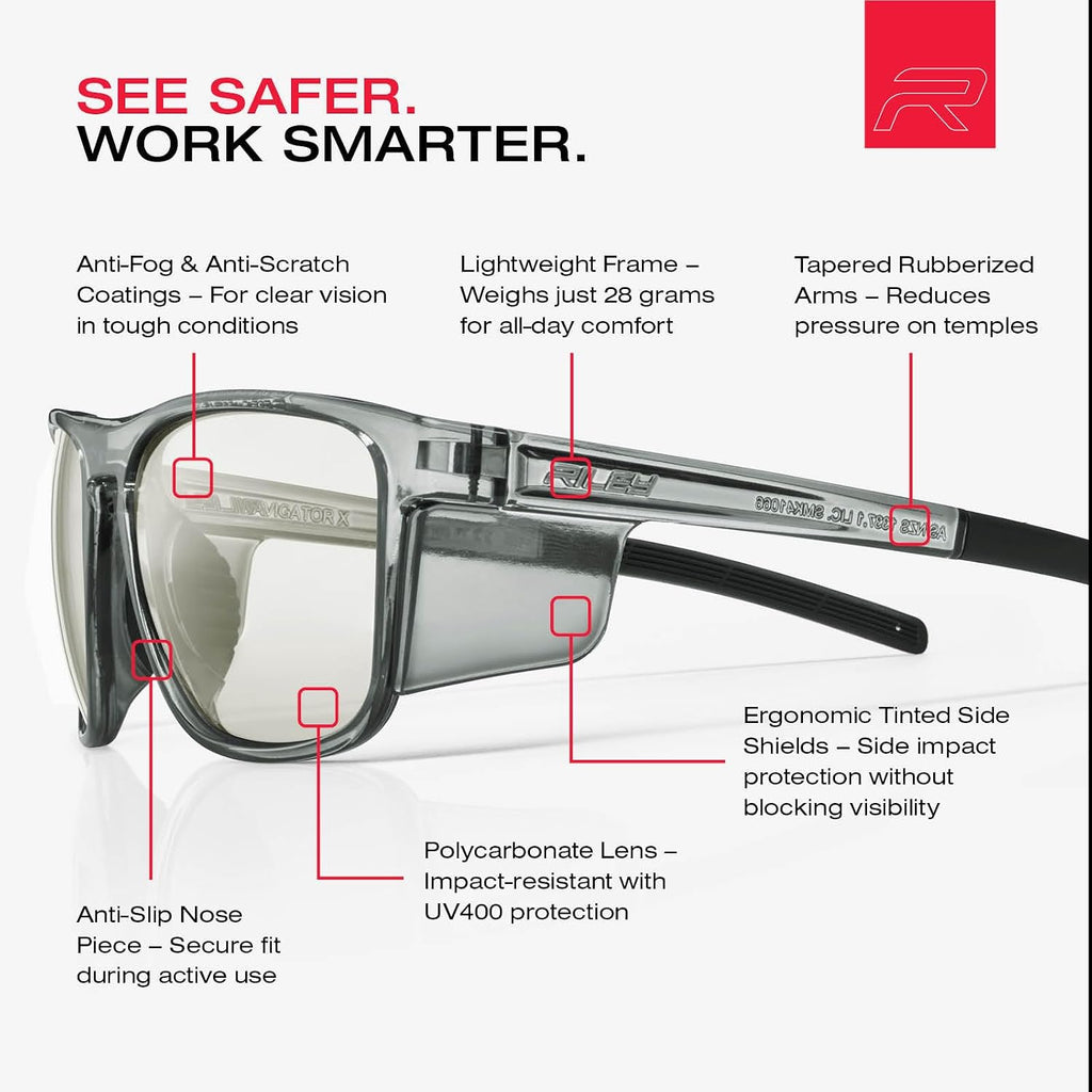Riley Navigator X Sunglasses with Anti-Fog, LED Lenses & Side Sheilds