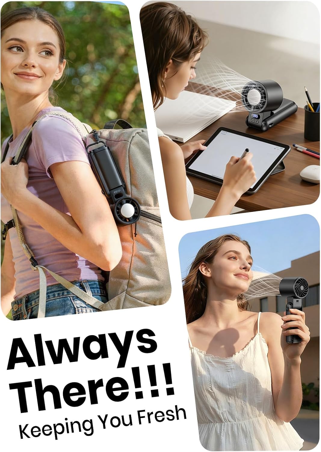 Portable Handheld Turbo Fan, 1-199 Speed Adjustable, Dark Black