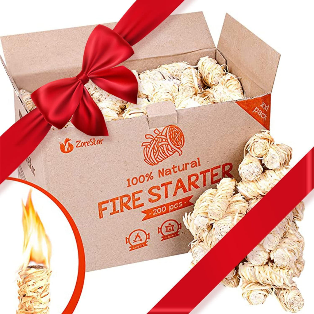 Fire Starters for Woodstoves - XXL Pack of 100 Charcoal and Wood Fire Starters for Quick Ignition - Ideal for Campfires, Fireplaces, Grills, Fire Pits - Reliable Outdoor Fire Starter Kit