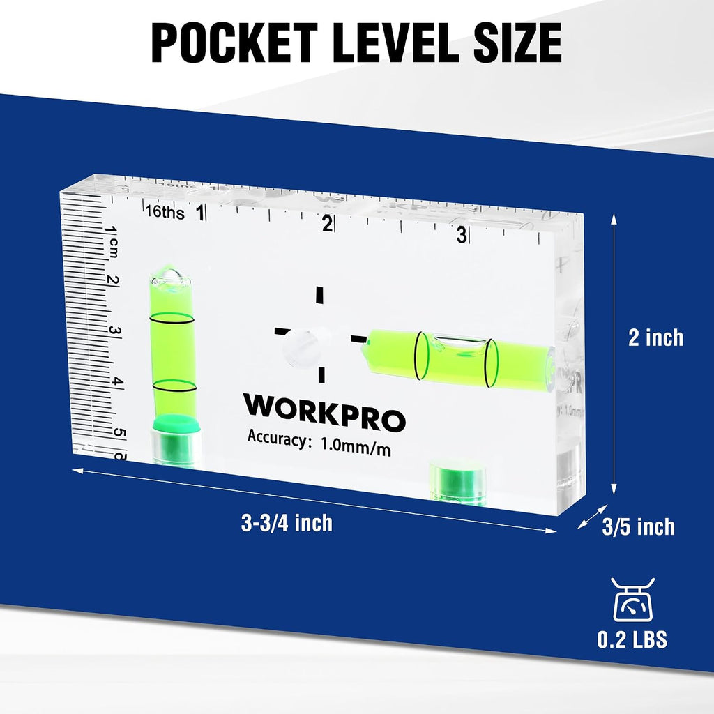 WORKPRO 3-3/4 Inch Mini Magnetic Pocket Level Tool