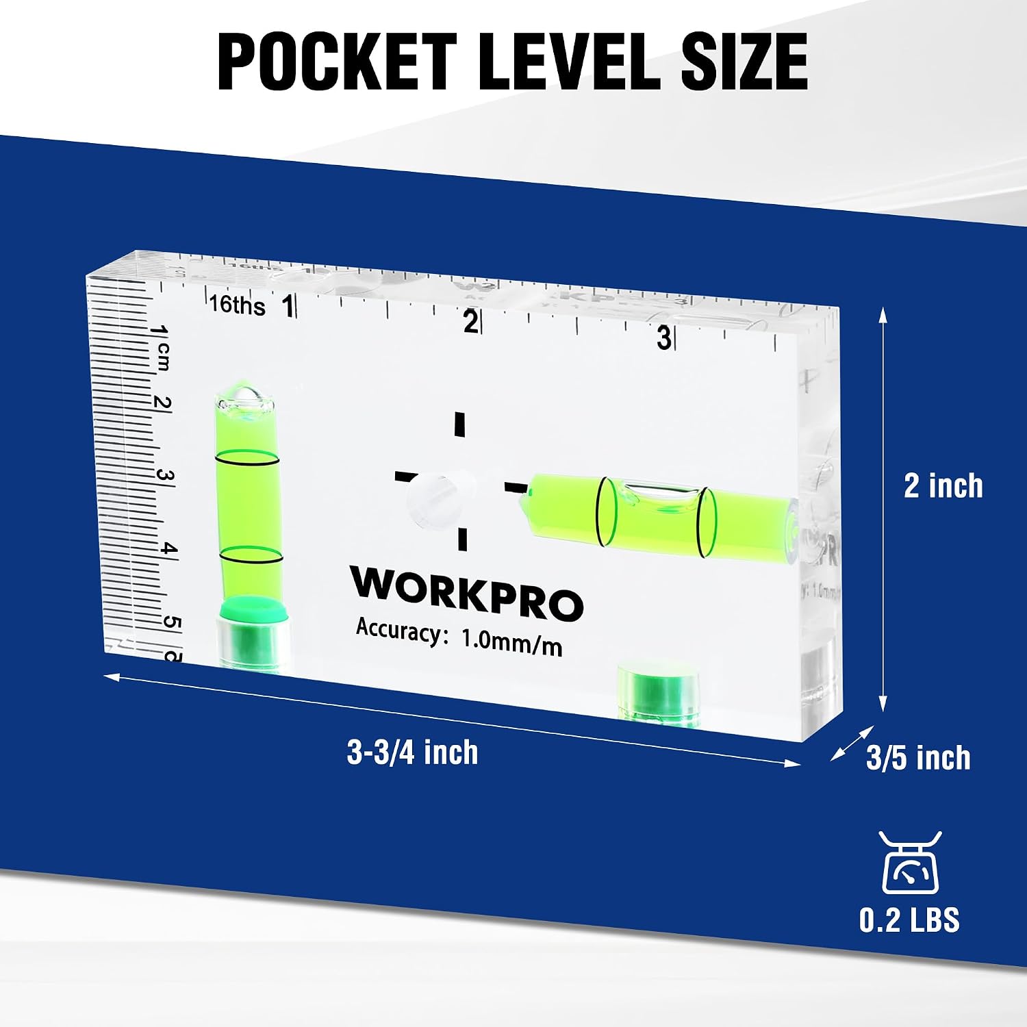 WORKPRO 3-3/4 Inch Mini Magnetic Pocket Level Tool