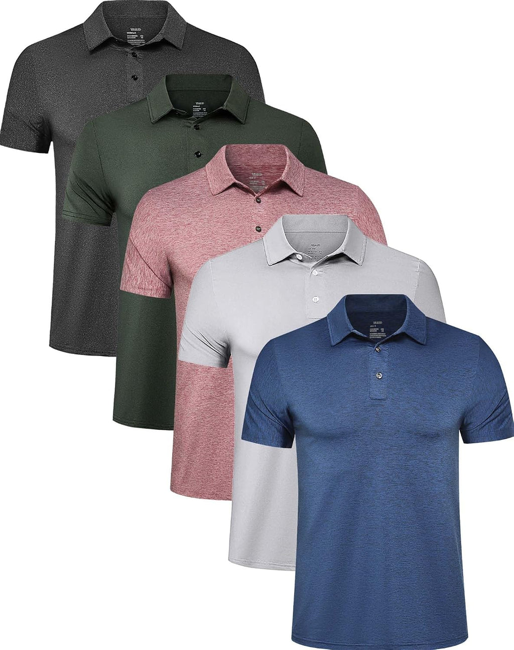 5 Pack Men's Polo Shirts Short Sleeve Golf T Shirt Performance Casual