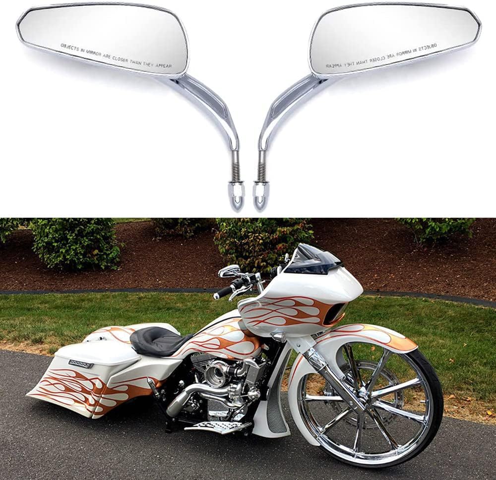 DREAMIZER Sportster Mirrors Compatible with Harley Road King Street Electra Glide Dyna Softail Road Glide Motorcycle Rearview 1982-2026 (Chrome Irregular)