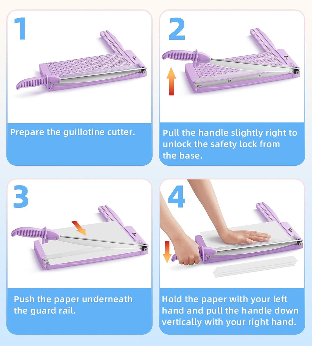 Firbon 12" Guillotine Paper Cutter with Hidden Ruler, Compact Paper Trimmer