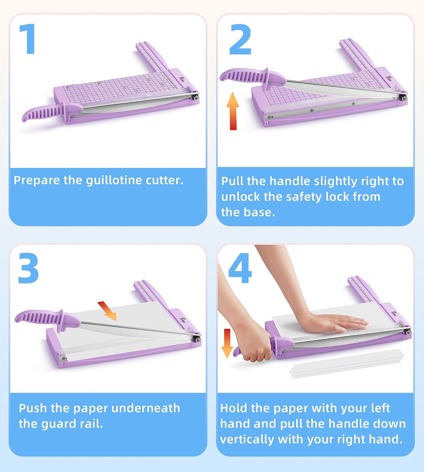 Firbon 12" Guillotine Paper Cutter with Hidden Ruler, Compact Paper Trimmer