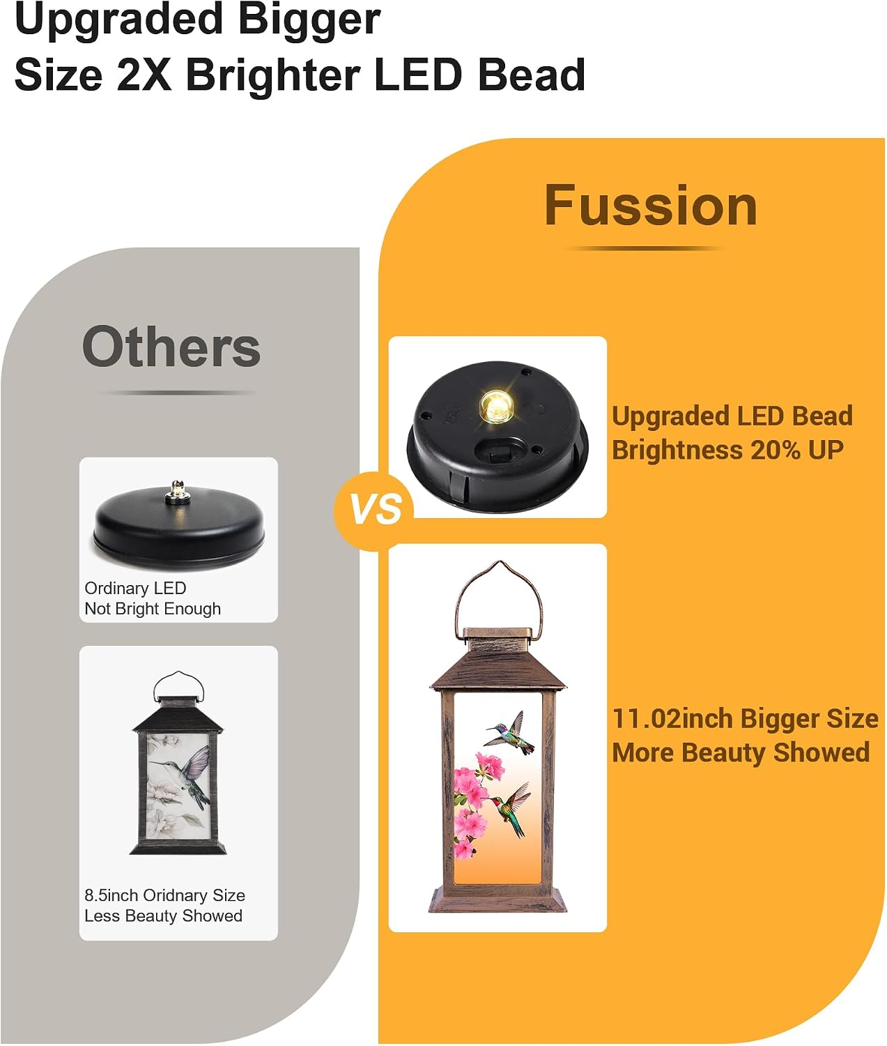 Fussion Solar Lanterns Outdoor Waterproof Garden Decor Birthday Gifts for Women Mom Grandma Sister, Hanging LED Plastic Solar Lights Outside Gardening Decorations for Yard Patio - Hummingbird - 1 Pack