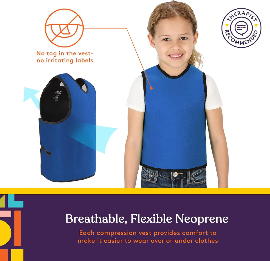 Special Supplies Sensory Compression Vest Deep Pressure Comfort (Blue, X-Small)