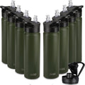 HASLE OUTFITTERS Insulated Water Bottle 22 oz Double Wall Stainless Steel Water Bottle Wide Mouth with Straw Lid & Spout Lid Keeps Cold or Hot(Army Green,8)
