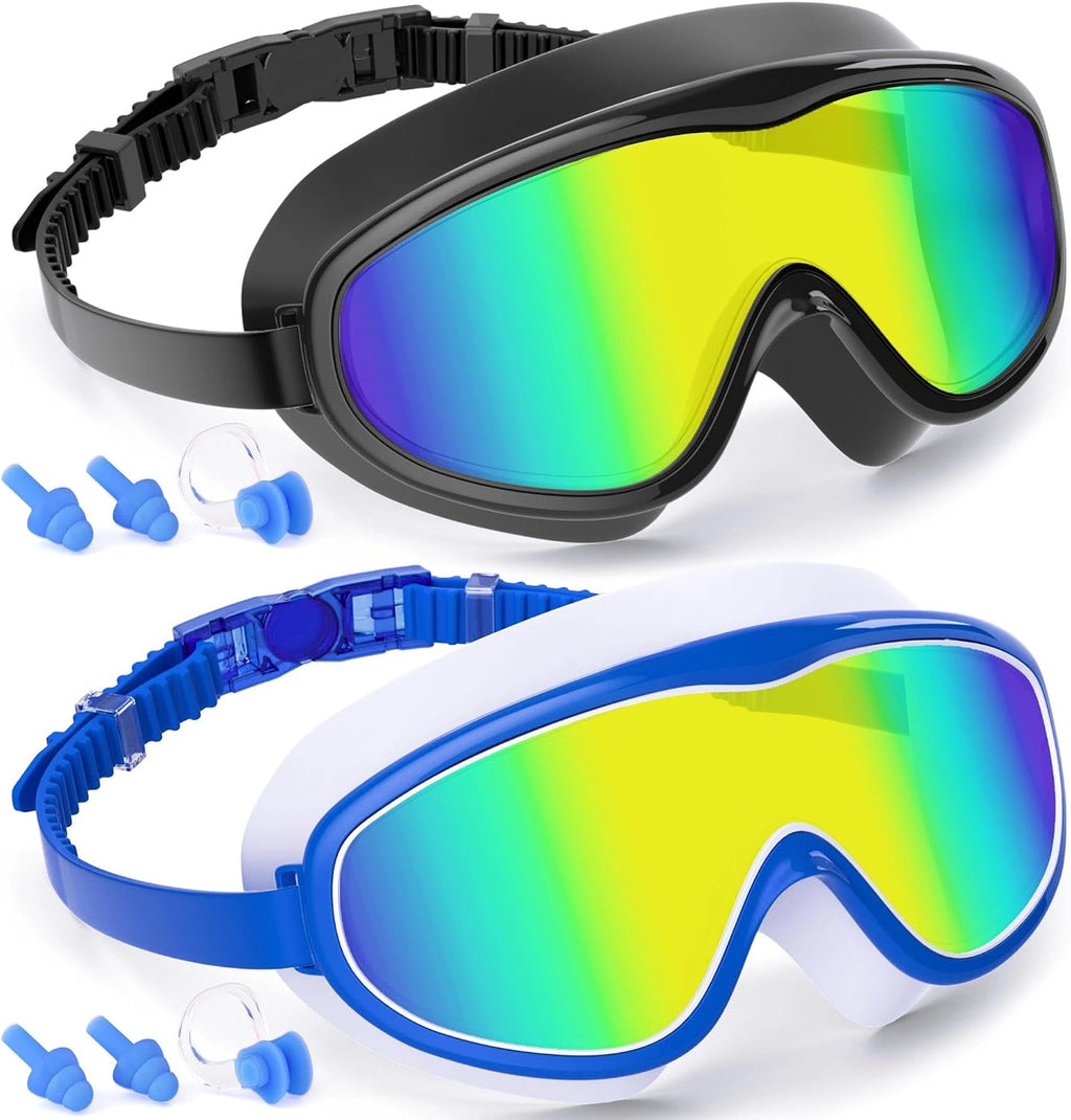 COOLOO Kids Swim Goggles for Age 3-15, 2 Pack Kids Goggles for Swimming