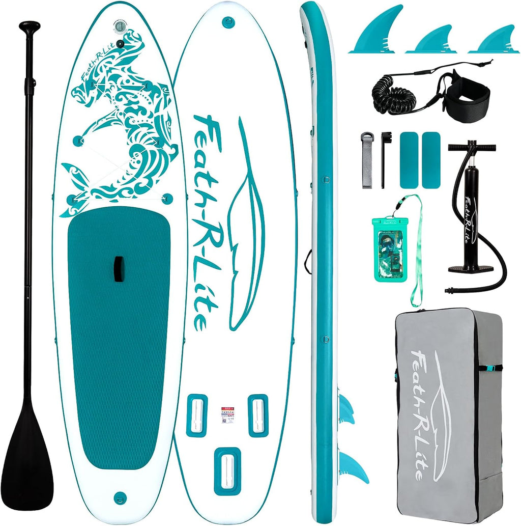 FEATH-R-LITE Inflatable Stand Up Paddle Board with Beginner SUP Accessories