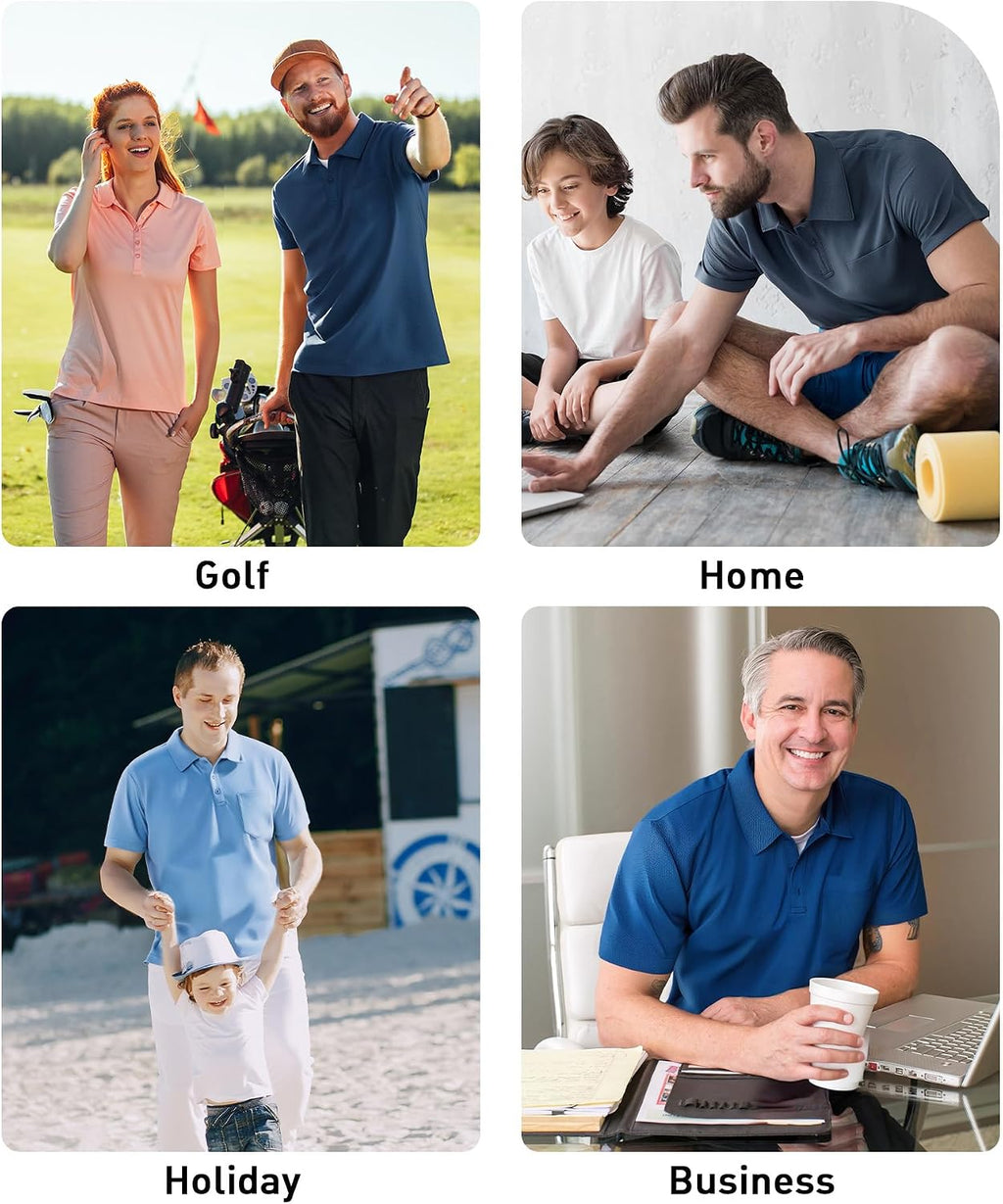 SCODI 5 Pack Mens Pocket Polo Shirts Short Sleeve Golf Casual Work T-Shirt