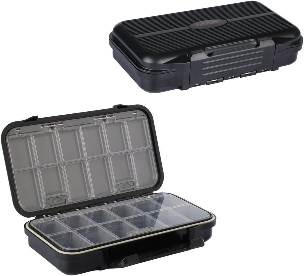 Goture Black Waterproof Clear Tackle Box Fixed Compartments Lure Storage Case