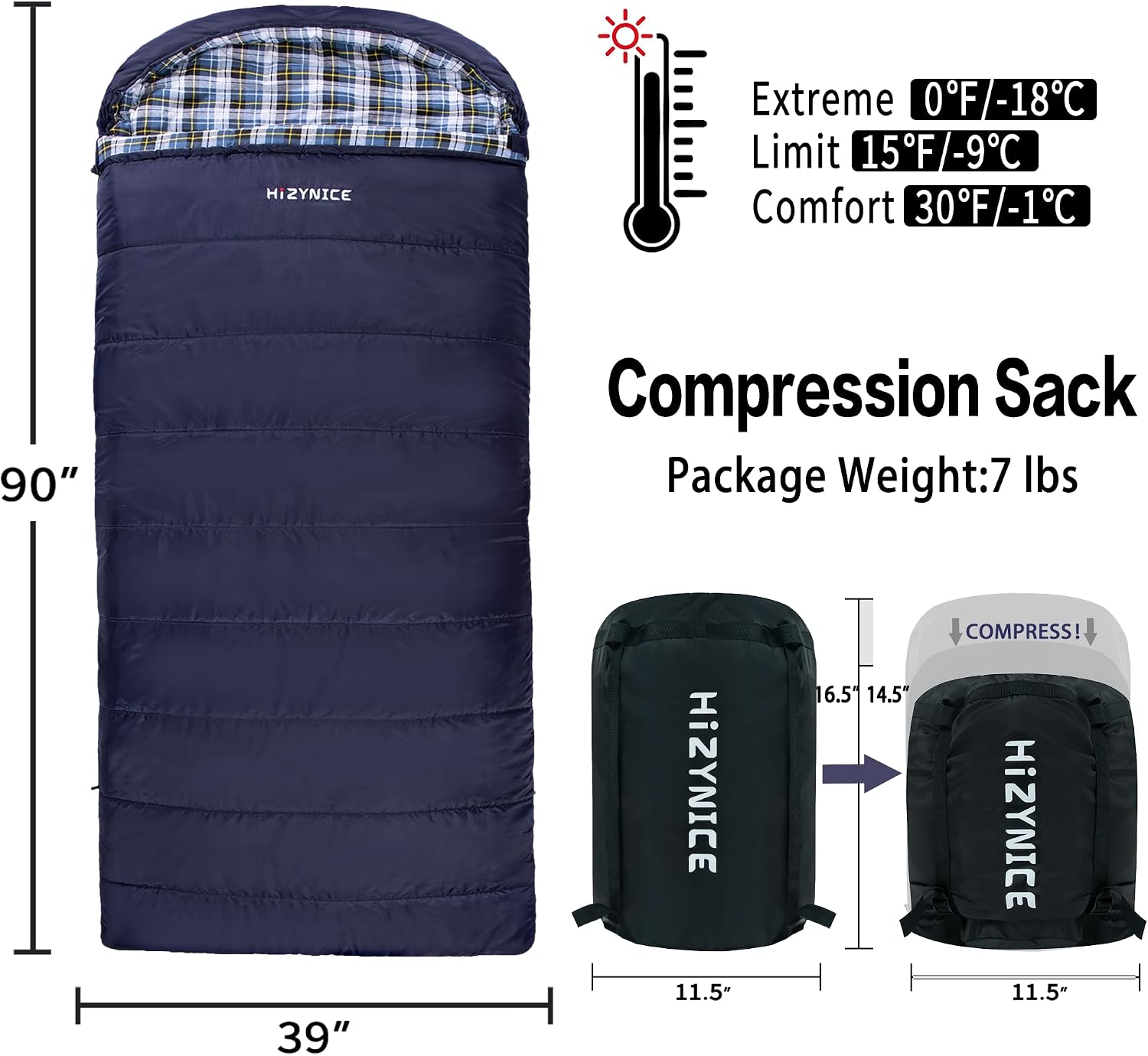 HiZYNICE Sleeping Bags for Adults XXL Cold Weather