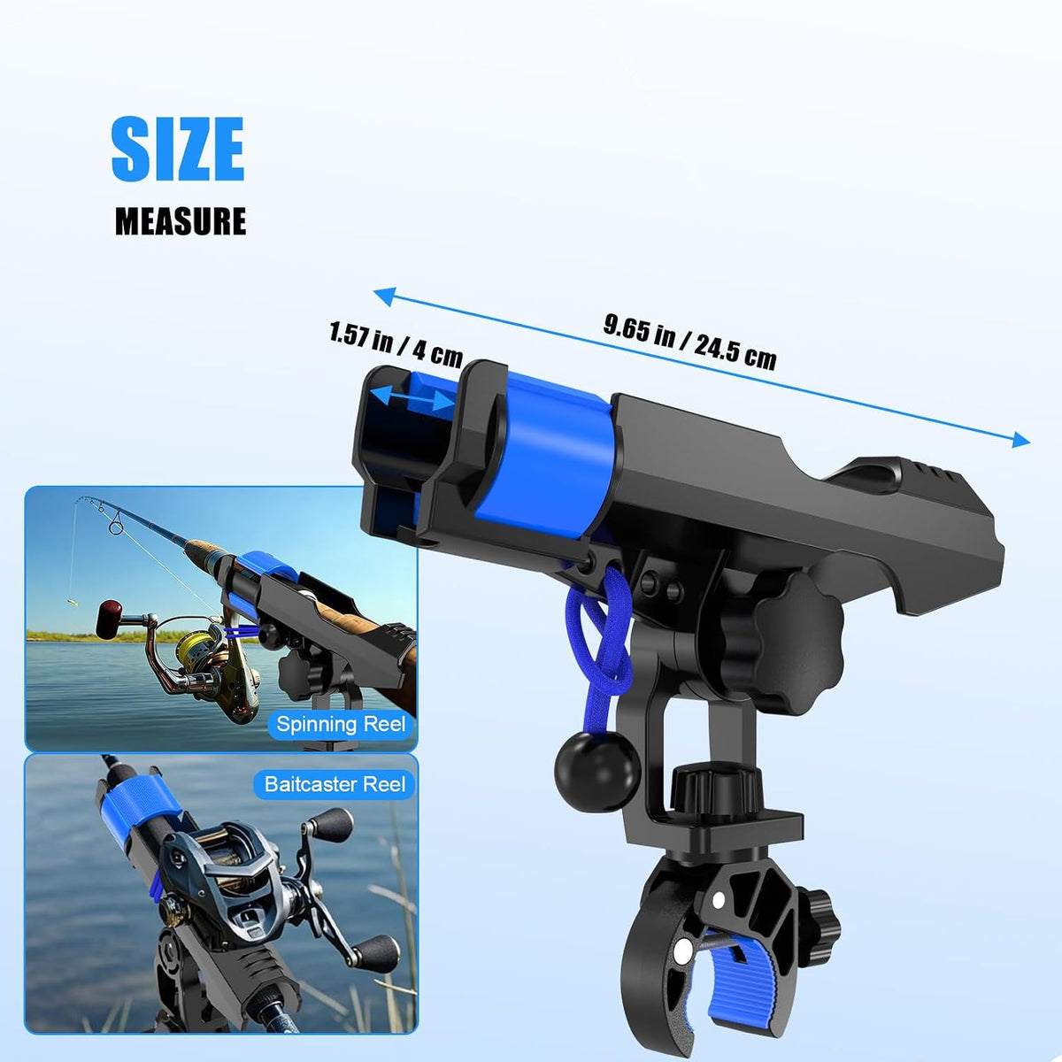 VEXPLO Clamp On Rod Holder for Fishing Boat, Round Rail Mount