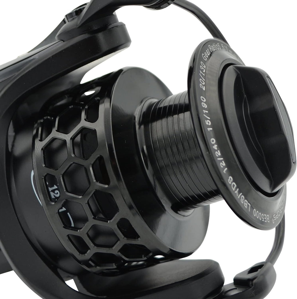 Fishdrops Spinning Fishing Reels 12+1BB Ultra Lightweight Carved Aluminum Spool Reels Affordable Smooth Spinning Reels