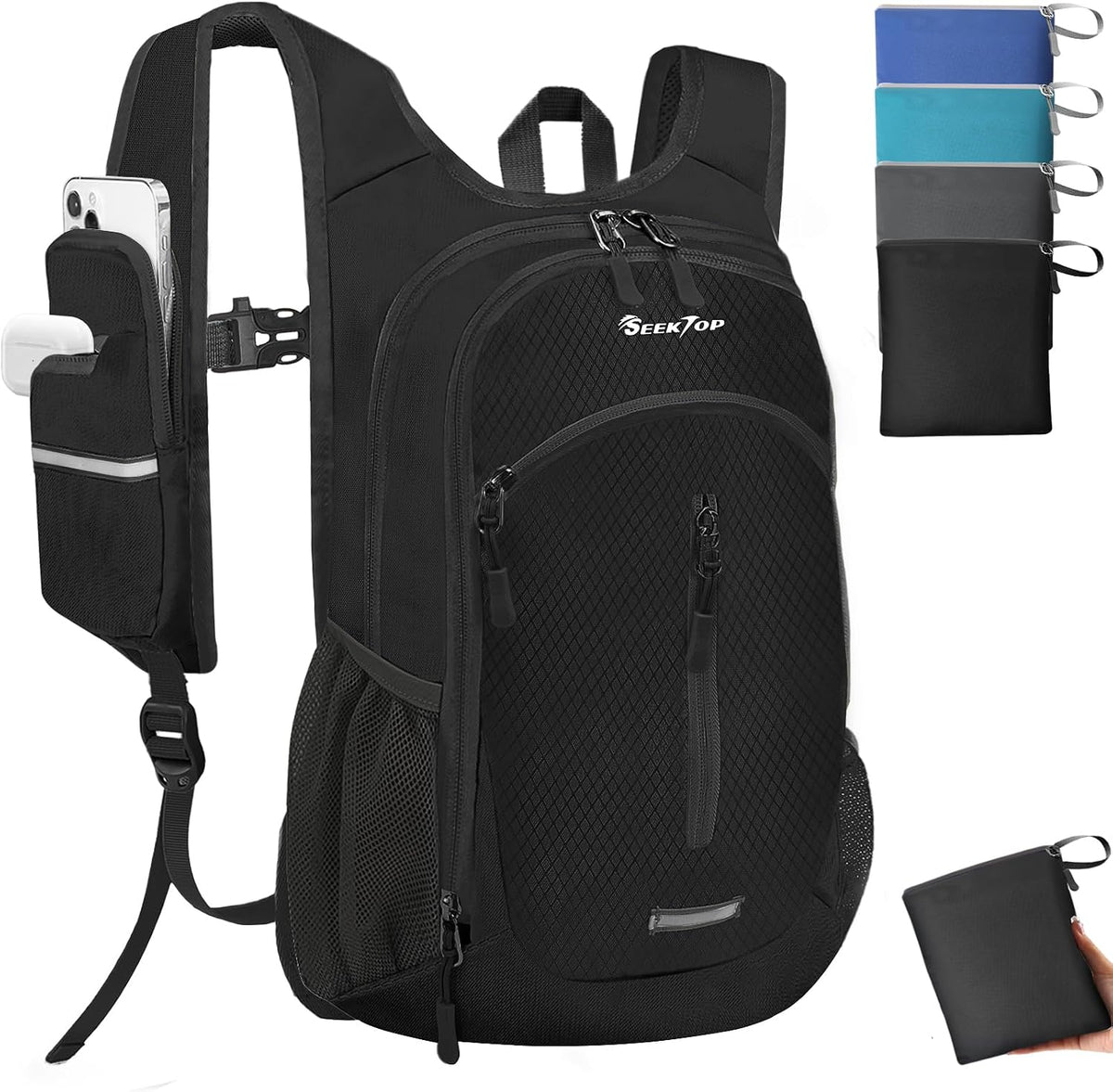 Seektop Small Hiking Backpack Expandable 12L-16L