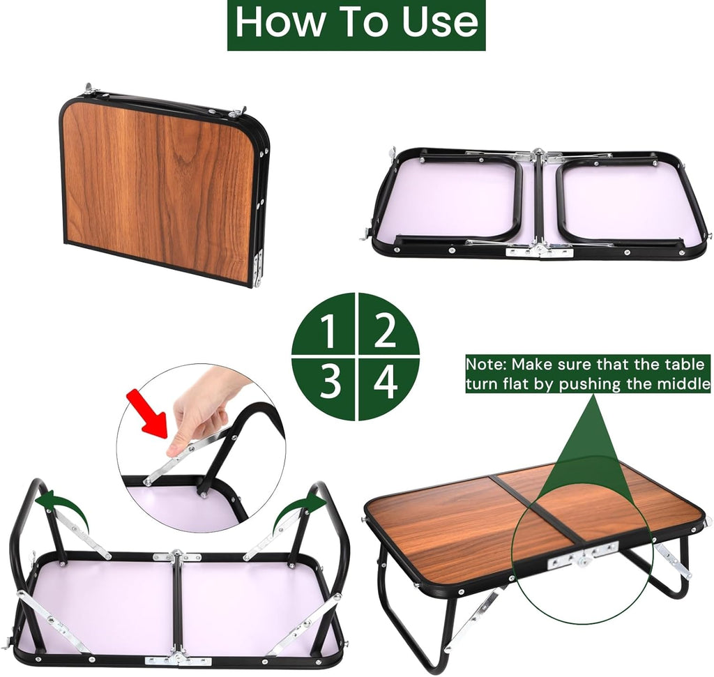 Folding Camping Table, Mini Portable Beach Table with Carry Handle