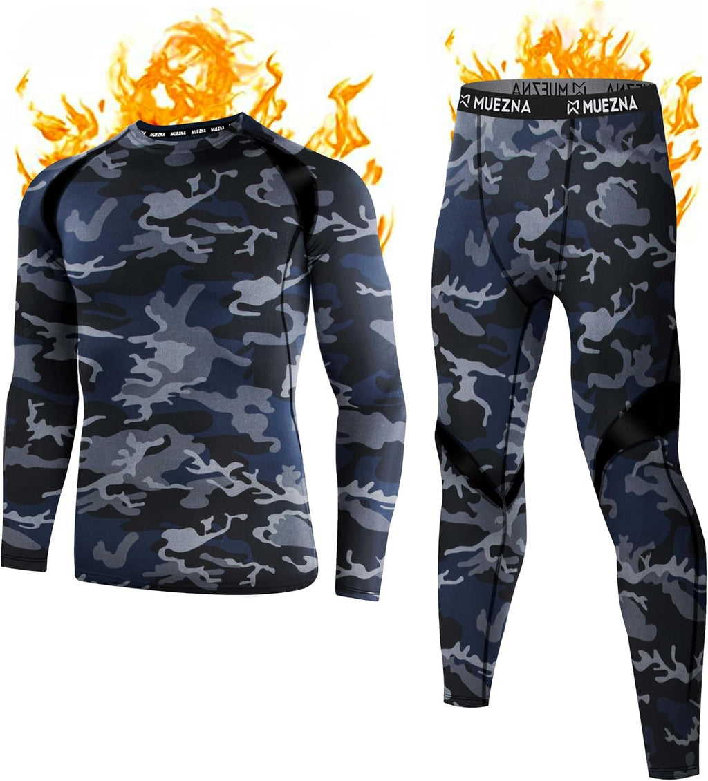 Muezna Men's Thermal Top and Bottom Set Underwear Long Johns Base Layer