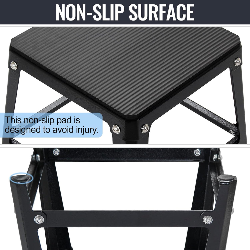 Metal Plyometric Jumping Box, Steel Fitness Exercise Jump Platforms Box for Conditioning Strength and Agility Training, 12 Inch Anti-Slip Workout Step Up Box for Home Gym
