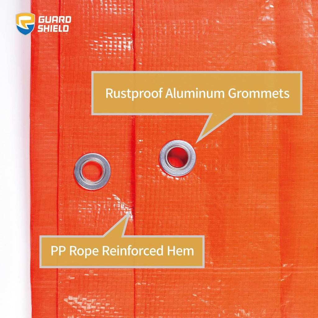 GUARD SHIELD Orange Tarp 10x12 Feet Tarps High Visibility Outdoor Poly Cover Lightweight 6mil