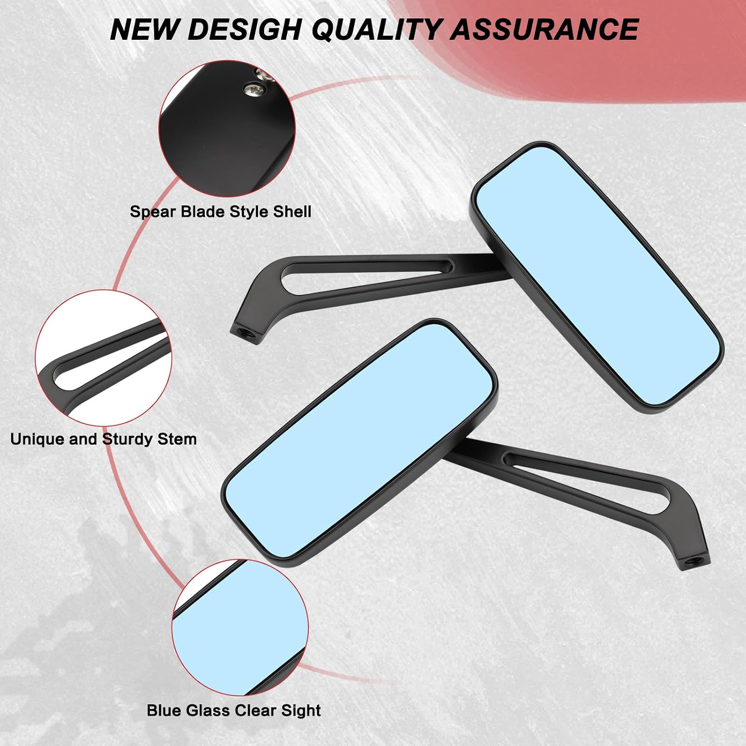 Motorcycle Rectangle Rearview Mirrors 8mm 10mm for Harley Touring