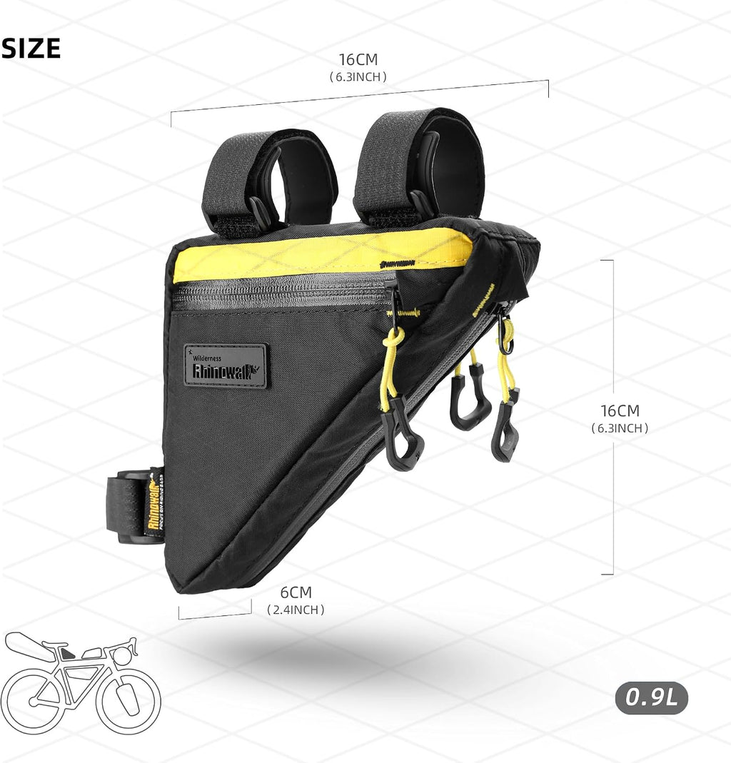 Rhinowalk Waterproof Bike Triangle Frame Bag 0.9L, YKK Multi-Pocket Pack
