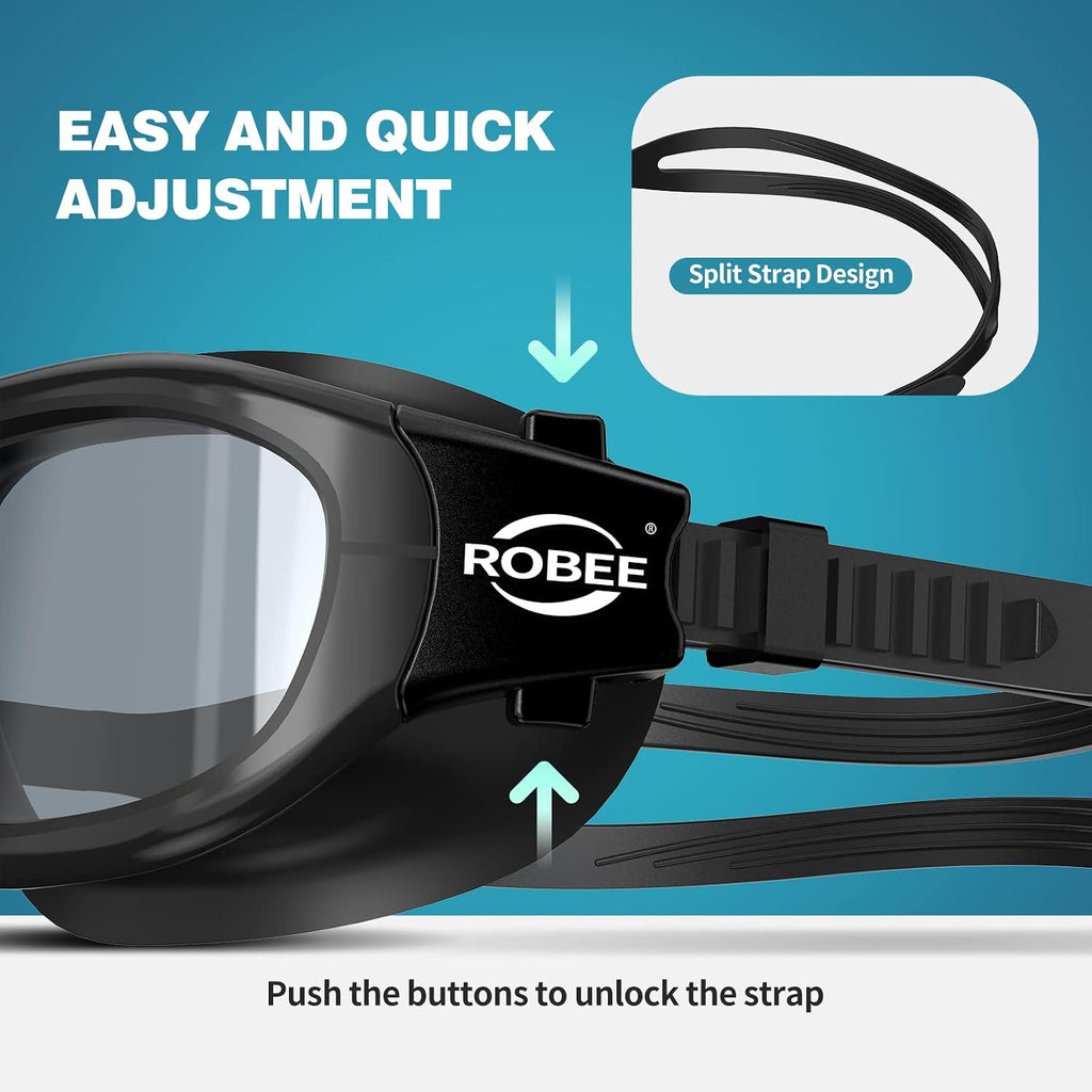Robee Swim Goggles for Men Women Youth, Anti-Fog No Leaking