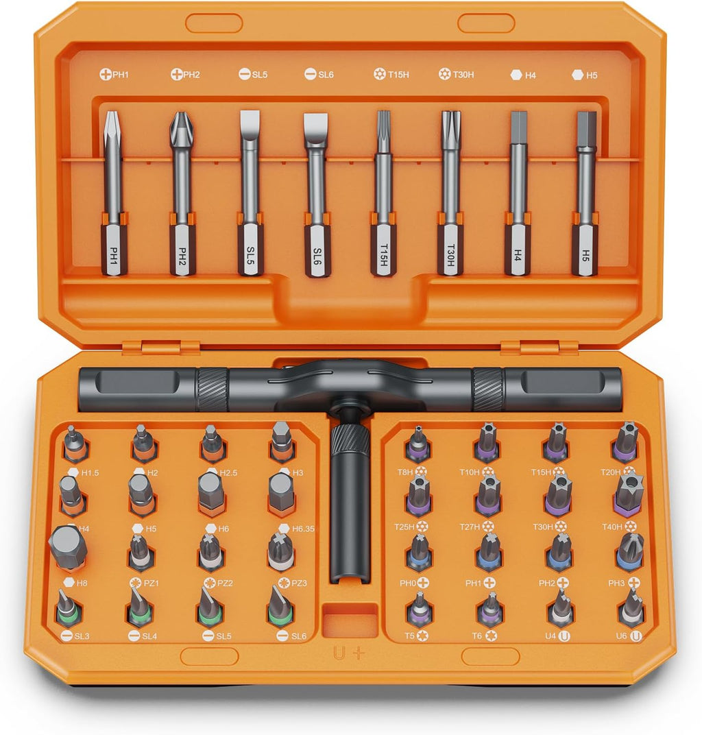 Bomivoi 42 in 1 Magnetic Screwdriver Set, DIY Ratchet Screwdriver Set, Multi Bit Magnetic Drive Set with Detachable Ratchet Handle, Portable Compact Repair Tool Kit for Home Furniture Computer Bicycle