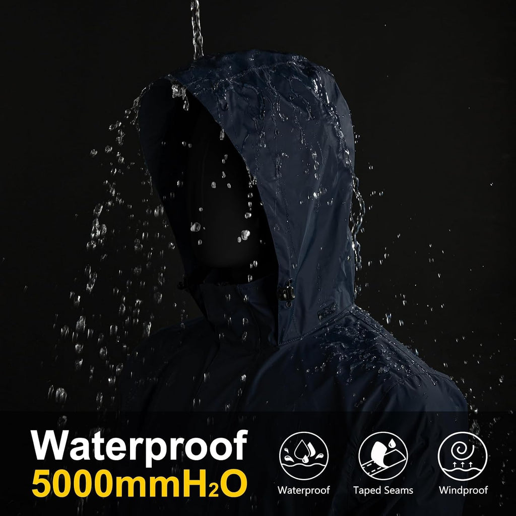 33,000ft Men's Packable Rain Jacket Lightweight Waterproof Golf Raincoat