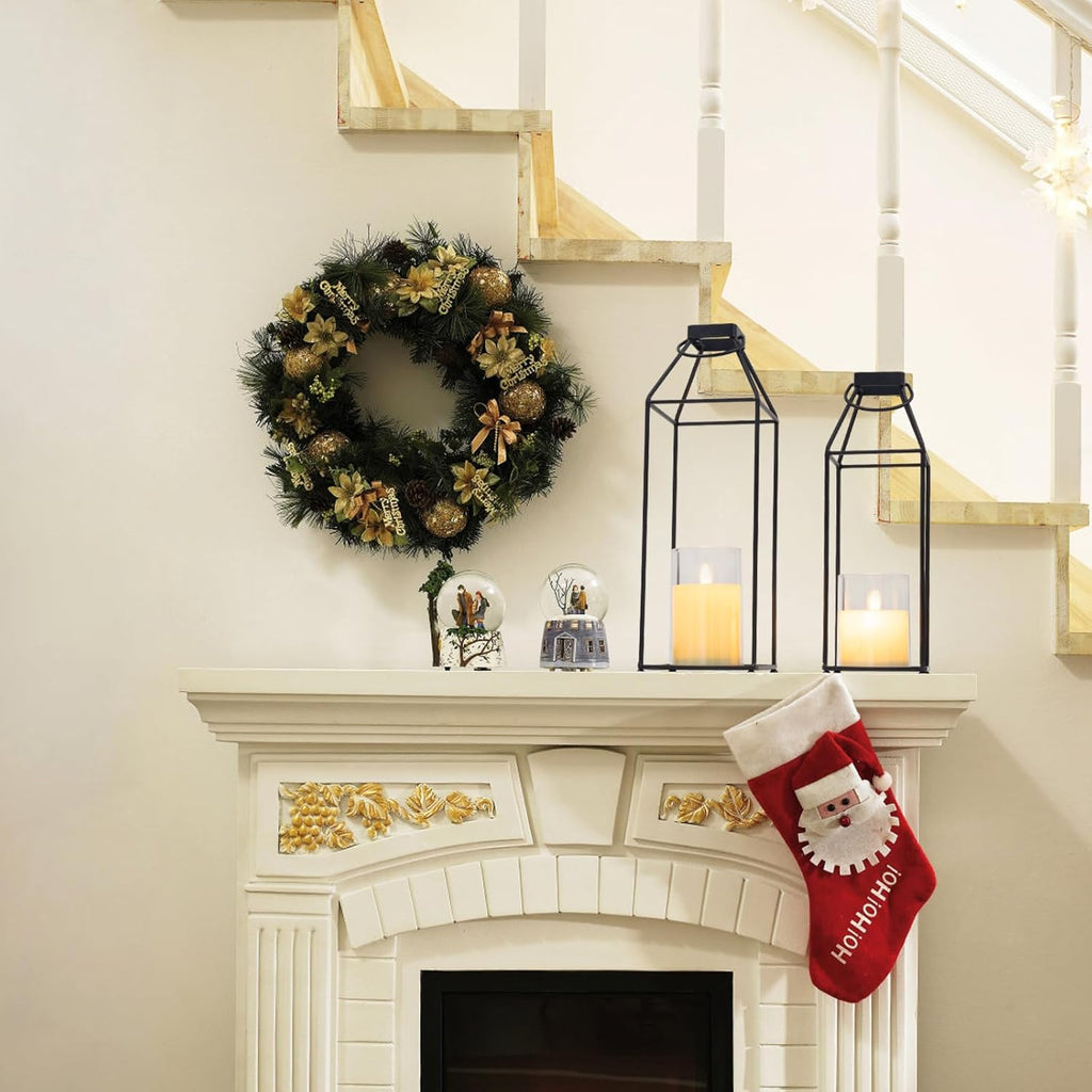 Lanterns Decorative Outdoor 2PCS Front Porch Decor Lantern with LED Candles