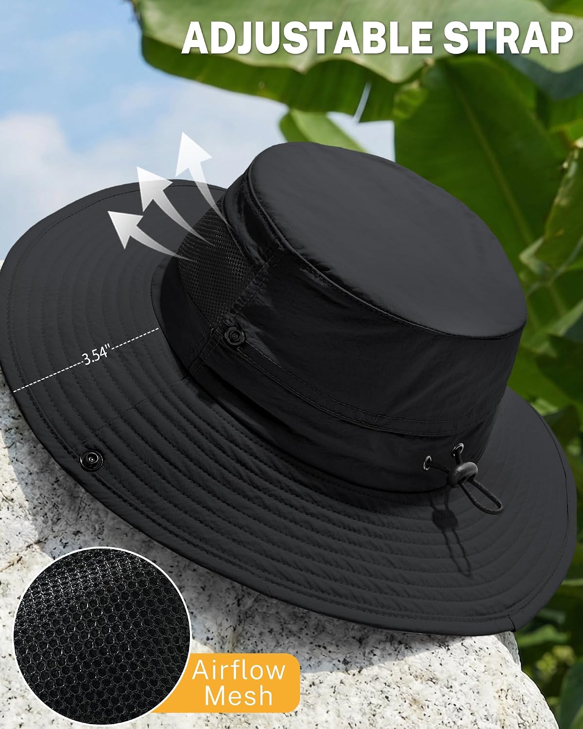 Women's Sun Hat Sun Protection Wide Brim Bucket with Ponytail Hole Summer