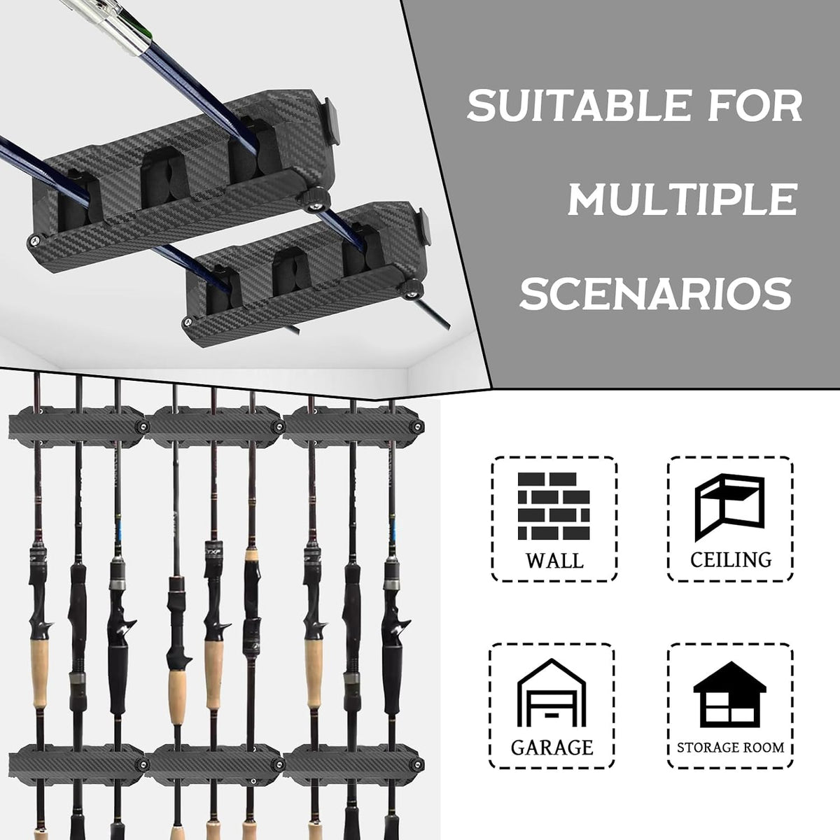 Ruppence 4-Pack Fishing Rod Holder with EVA Foam