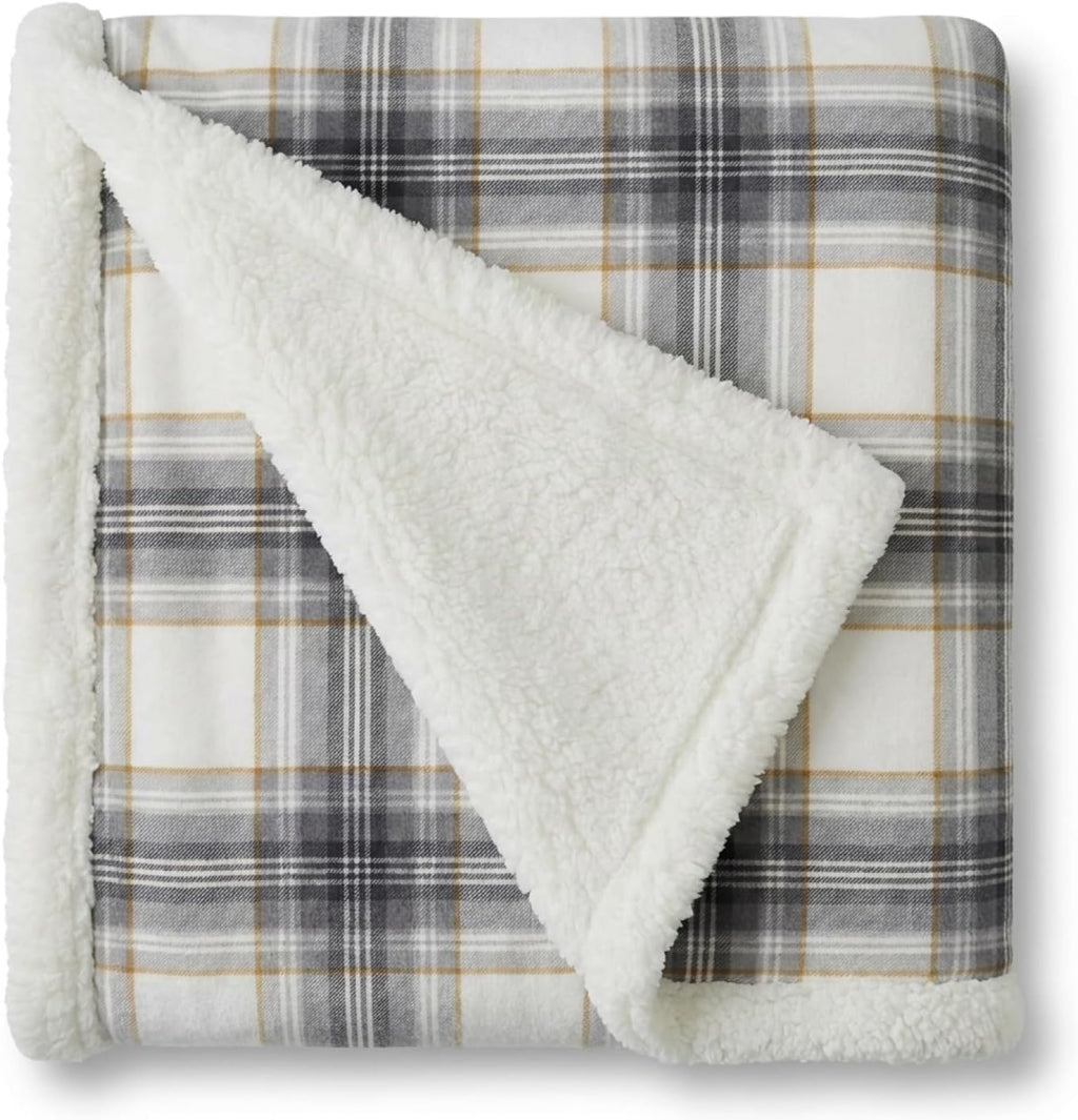 Eddie Bauer - Sherpa Reverse Throw Blanket for Bed or Couch, 50 x 70