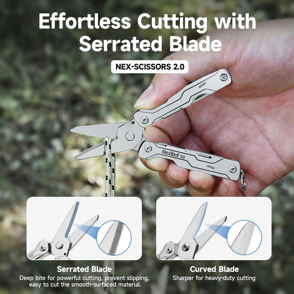NexTool Micro Sailor Scissors S0, 8-in-1 Mini Keychain Multitool (Khika)