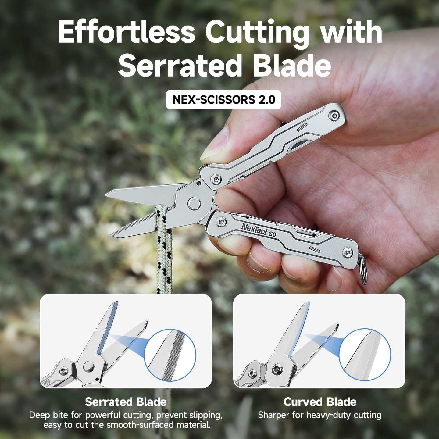 NexTool Micro Sailor Scissors S0, 8-in-1 Mini Keychain Multitool (Khika)