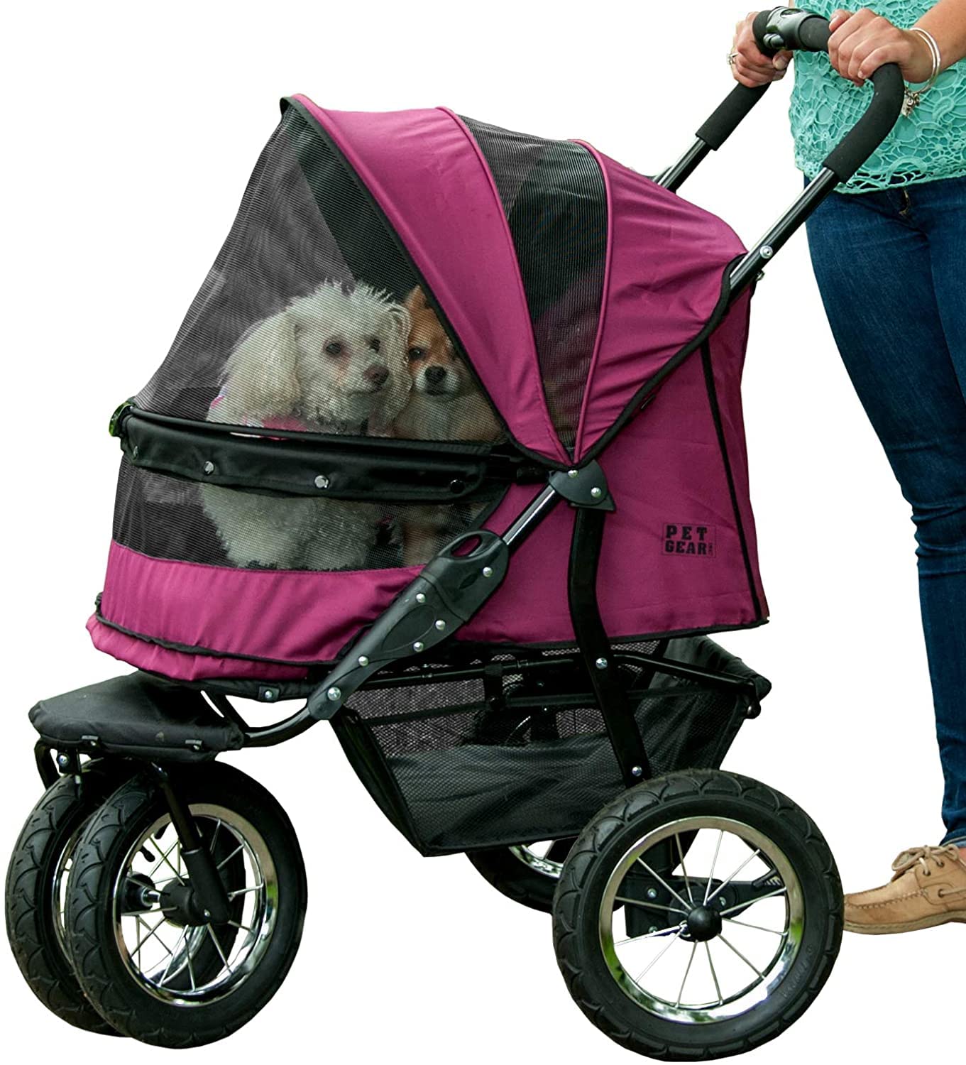 Pet Gear No-Zip Double Pet Stroller, Jade