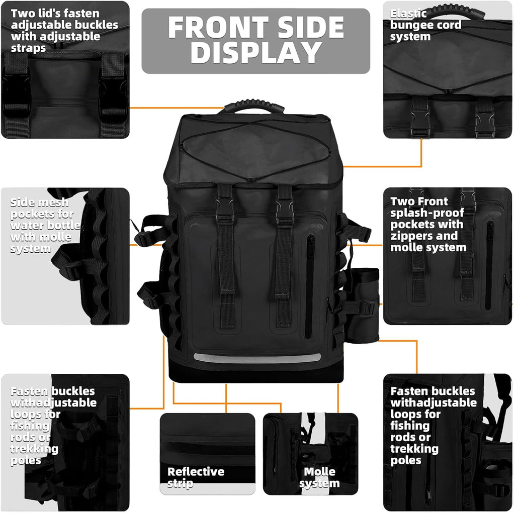 MORXPLOR Waterproof Backpack,Heavy Duty Hiking Backpack,35L/55L Roll Top Closure with Lid,Cushioned Floating Dry Bag Waterproof