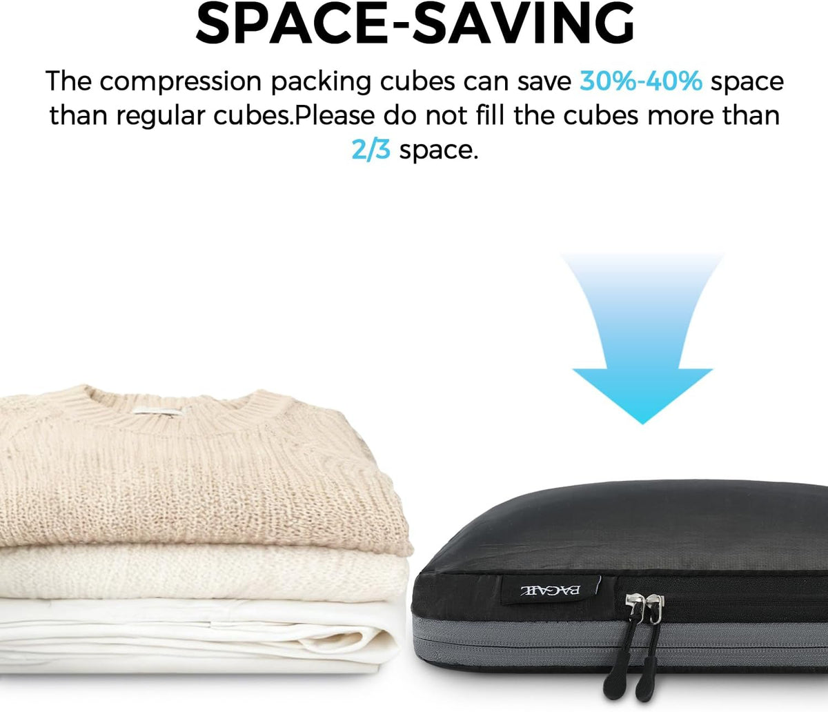 BAGAIL 6 Set Ultralight Compression Packing Cubes Packing Organizer for Travel Accessories Luggage Suitcase Backpack