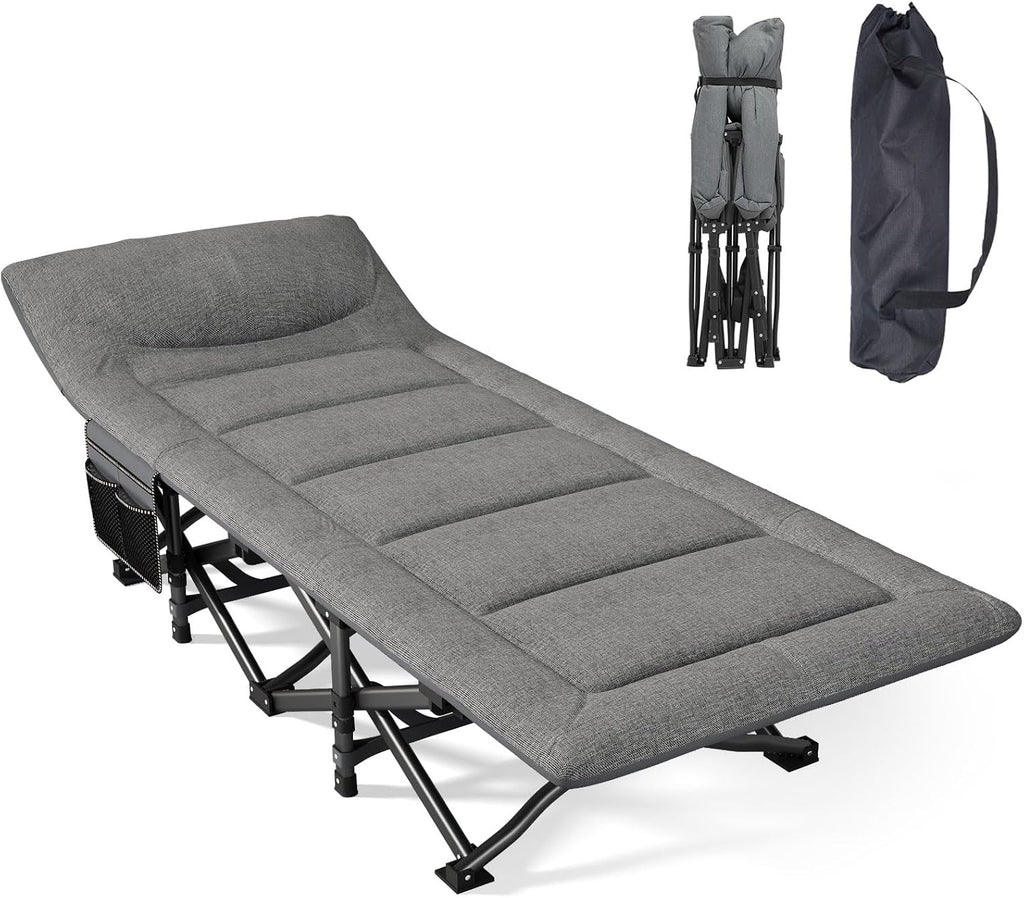 Mopaicot Camping Cot, Folding Cot Bed for Adults with Mattress and Pillow