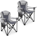 KingCamp Oversized Camping Folding Chair with Lumbar Support, Heavy Duty Ergonomic Padded Arm Chair with Cooler Bag, Cup Holder, Portable for Outdoor