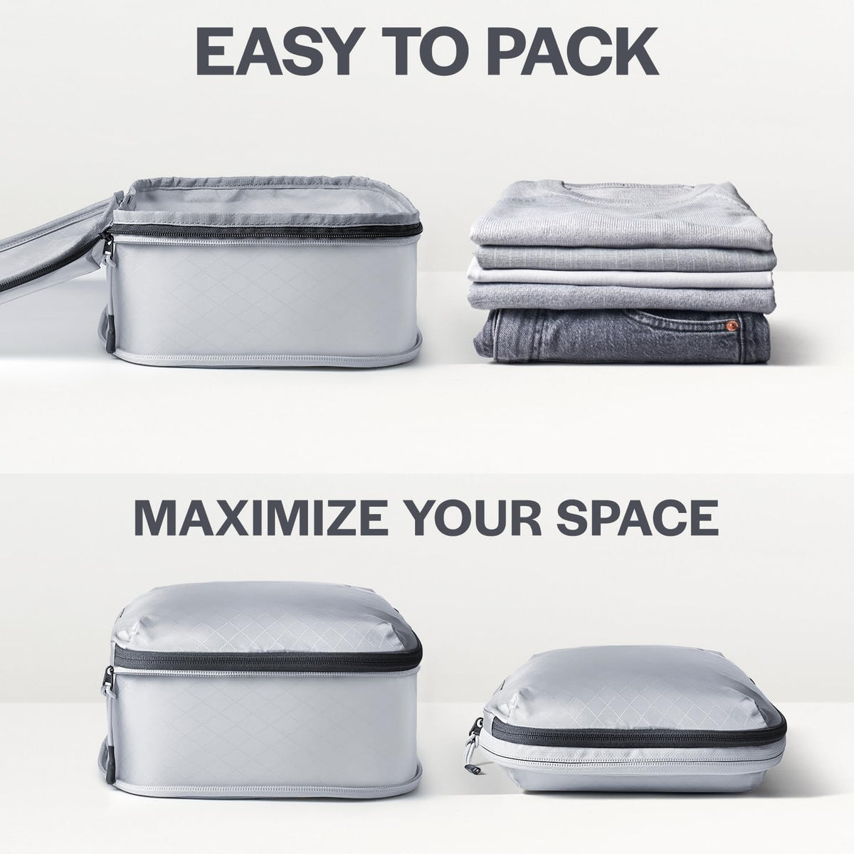 Aerotrunk Ultralight Compression Packing Cubes for Travel, 6-Pack, Grey