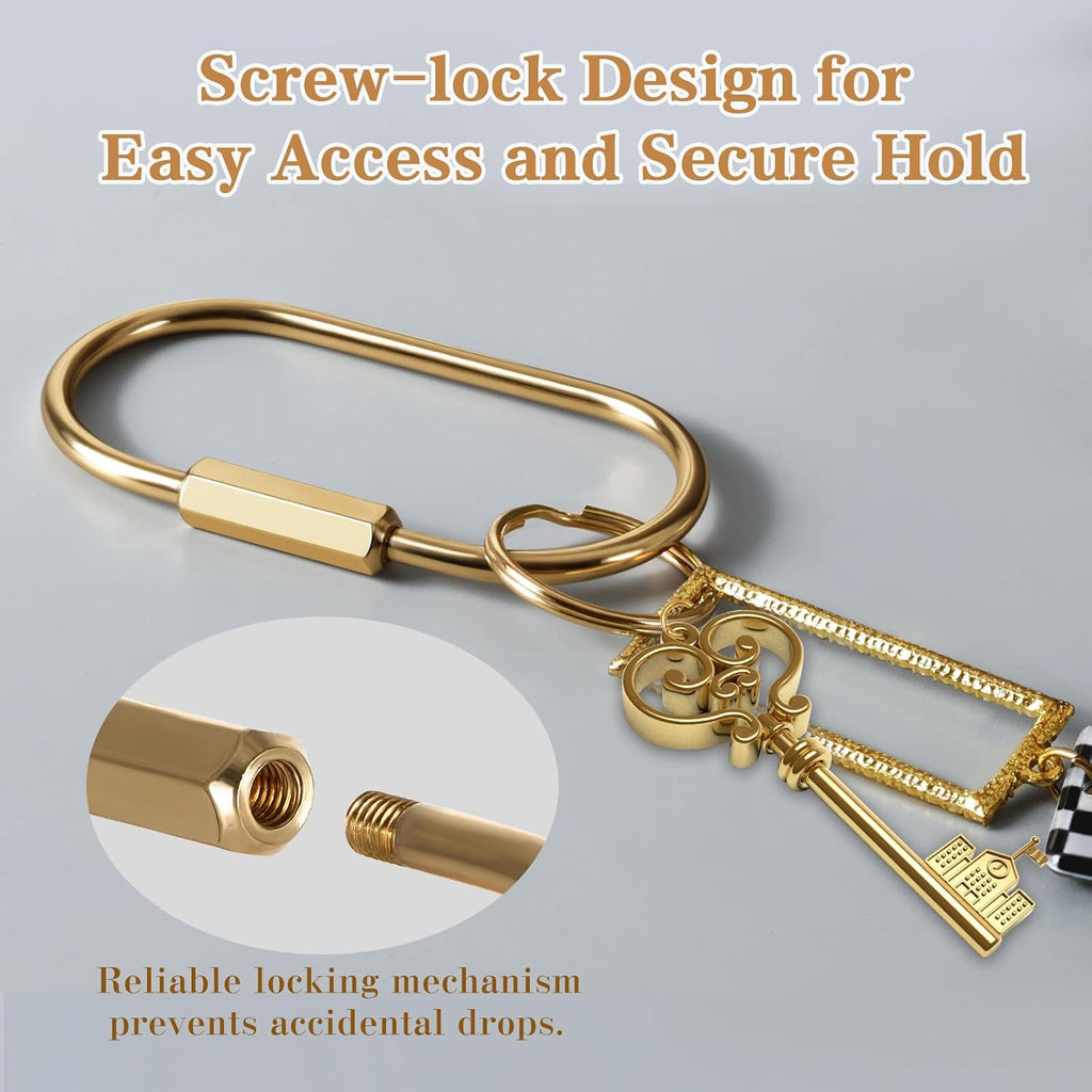 Muitcdo Brass Key Rings Bulk, Key Chain Organizer Holder for Men Women with Secure Screw Locking (8 Pack)