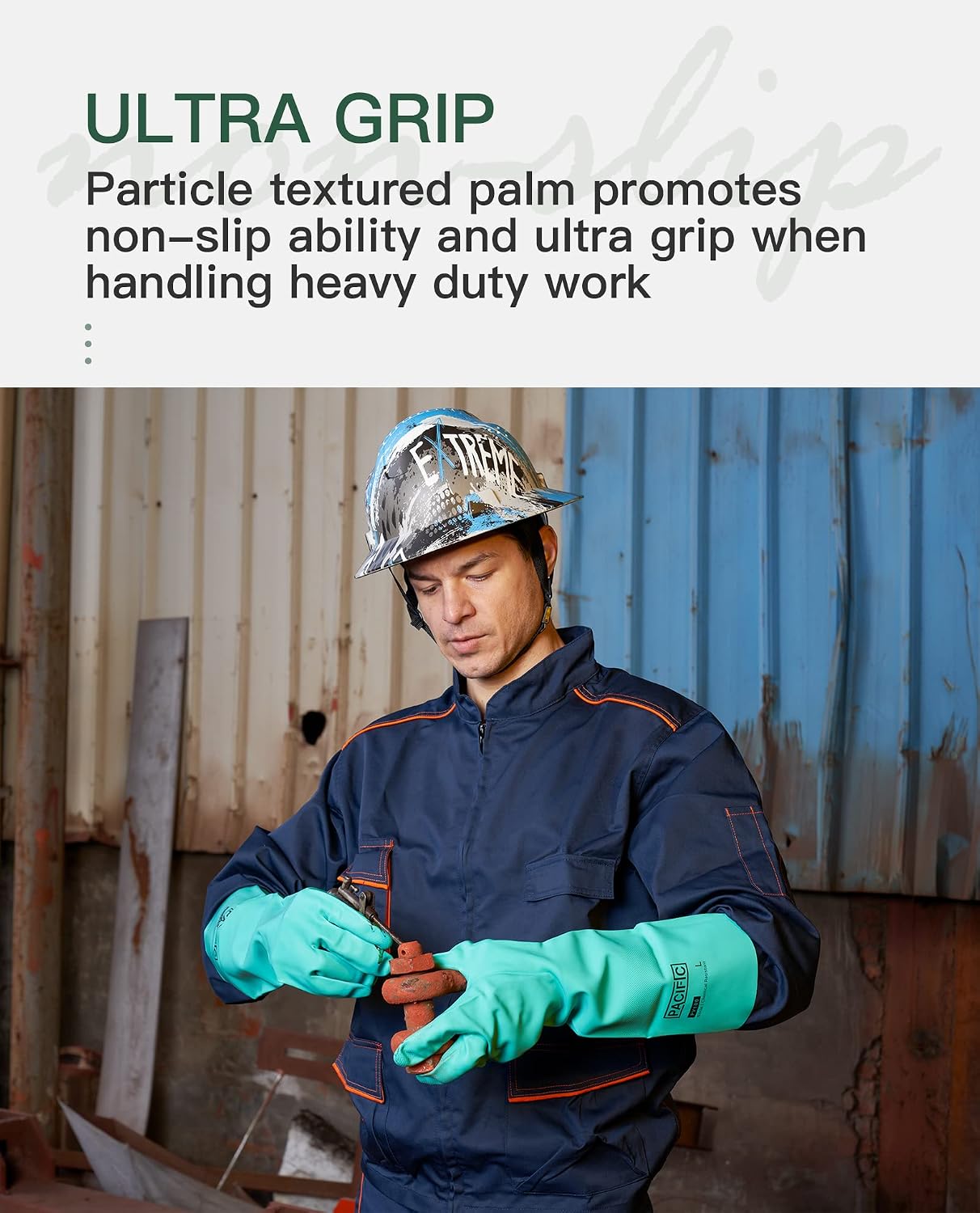 PACIFIC PPE 15 Mil Nitrile Chemical Resistant Gloves, Latex-Free, 2 Pairs