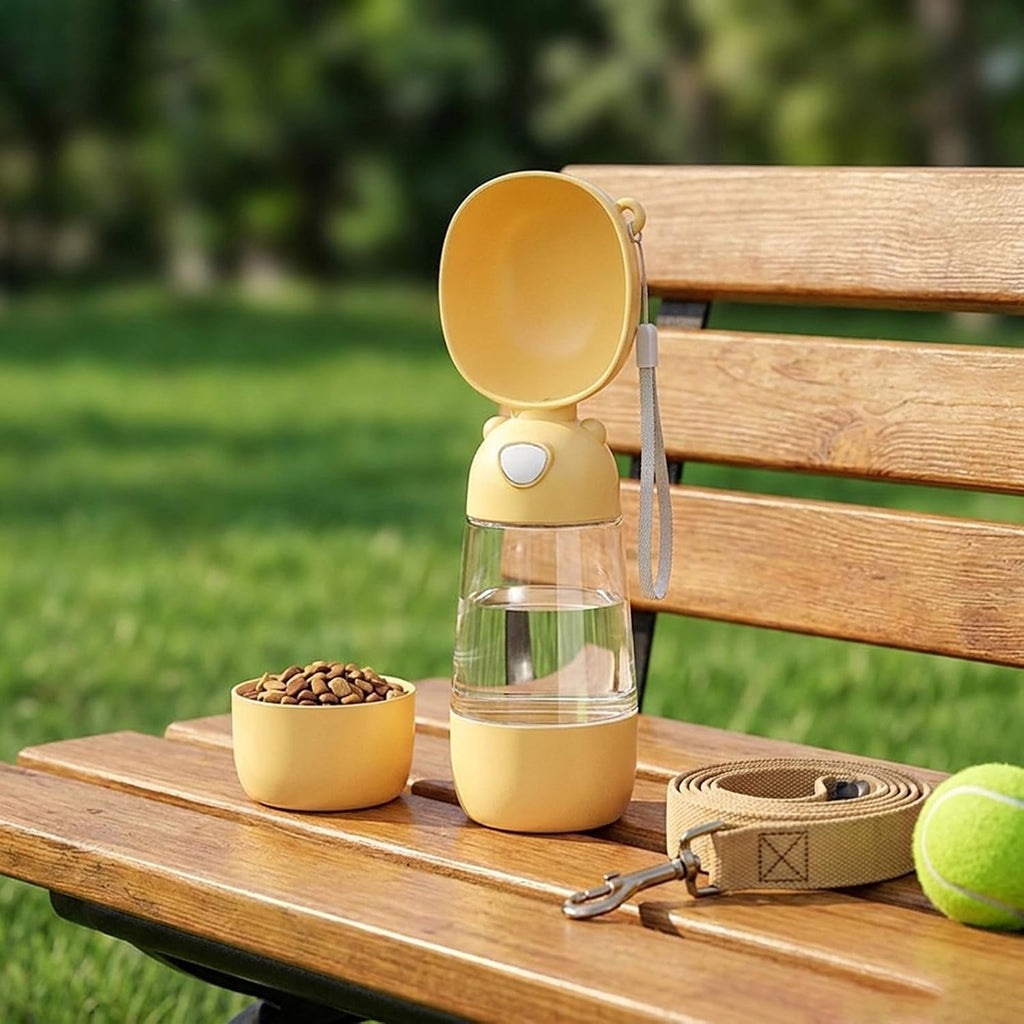 Portable Dog Water Bottle with Food Container and Filter for Outdoor