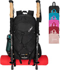 Goloni 45L Hiking Backpack Lightweight Foldable, Waterproof Camping Backpack with Rain Cover & Hiking Pole Mat Carrying System, Ergonomic Water Resistant Daypack for Trekking Travel Men Women,Black
