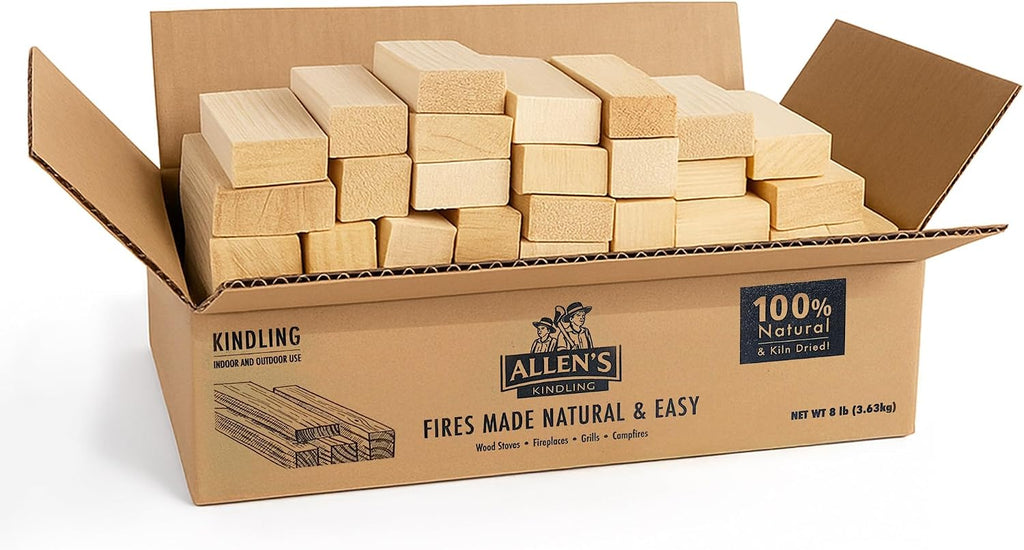 Allen's Natural Kindling Wood – 40 LB Box of Kiln-Dried Fire Starter Sticks for Campfires, Wood Stoves & BBQ – Easy to Light Fire Pit – Clean Burn Fire Starter Logs – No Chemicals or Odors